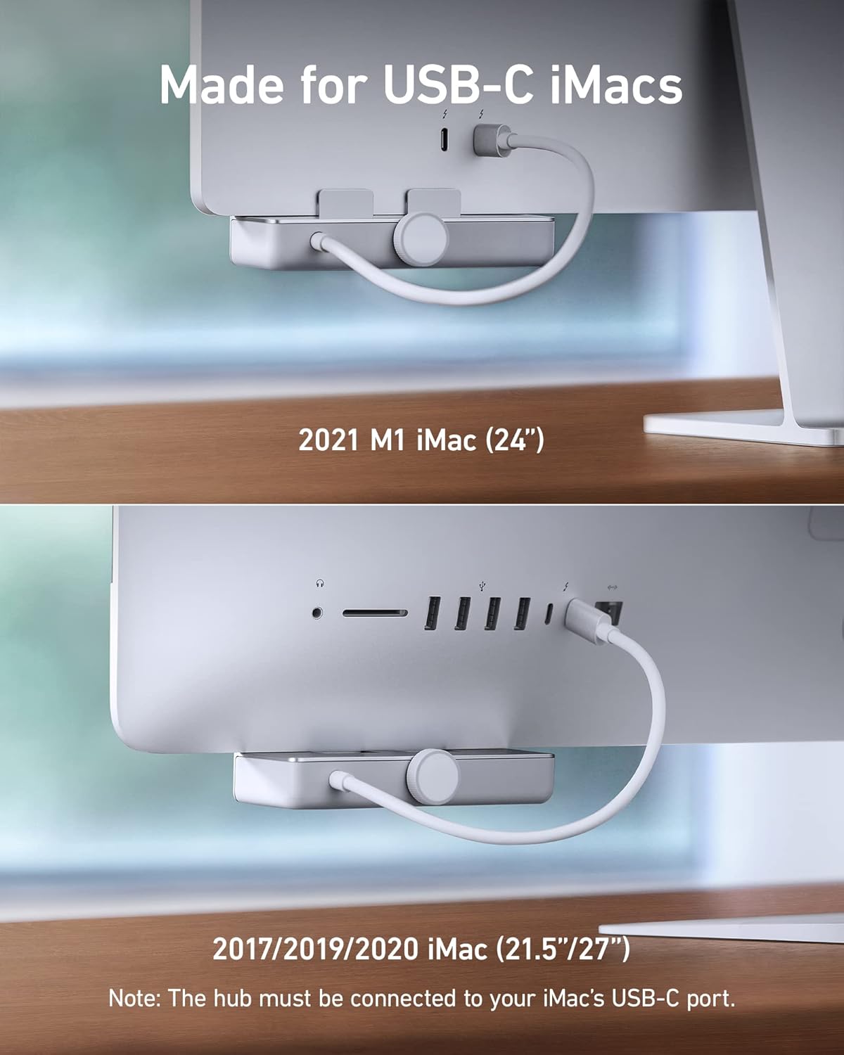 USB-C Hub 5-in-1, Dual USB-A 10Gbps, USB-C Data Port, SD & microSD Card Reader, iMac Compatible