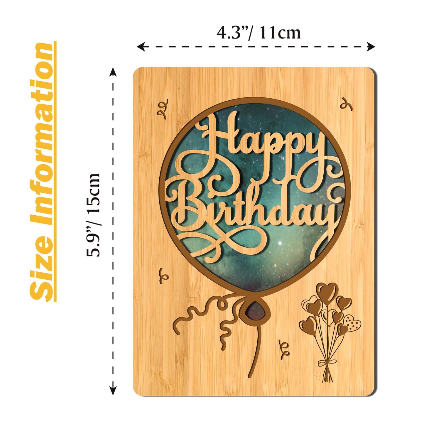 Cartes de vœux en bois de bambou faites à la main avec des cœurs Amour pour femme mari petite amie elle lui amis anniversaire mariage utilisation durable 