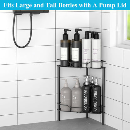 4 Tier Floor Standing Corner Shower Caddy Organizer Shelf with Hooks