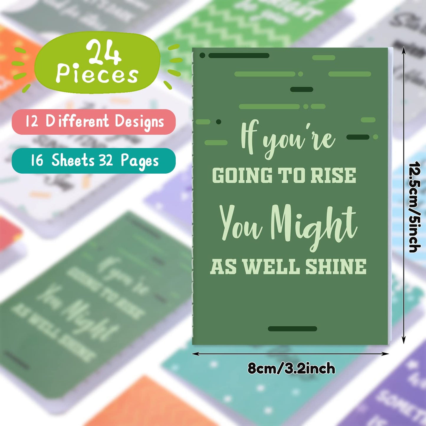Zonon 24 Pcs Mini Colorful Notebooks Bulk Gifts, Funny Motivational Journals Notepads Inspirational Notepads Small Pocket Notebook Teacher Office Prizes Travel(Motivational Style)