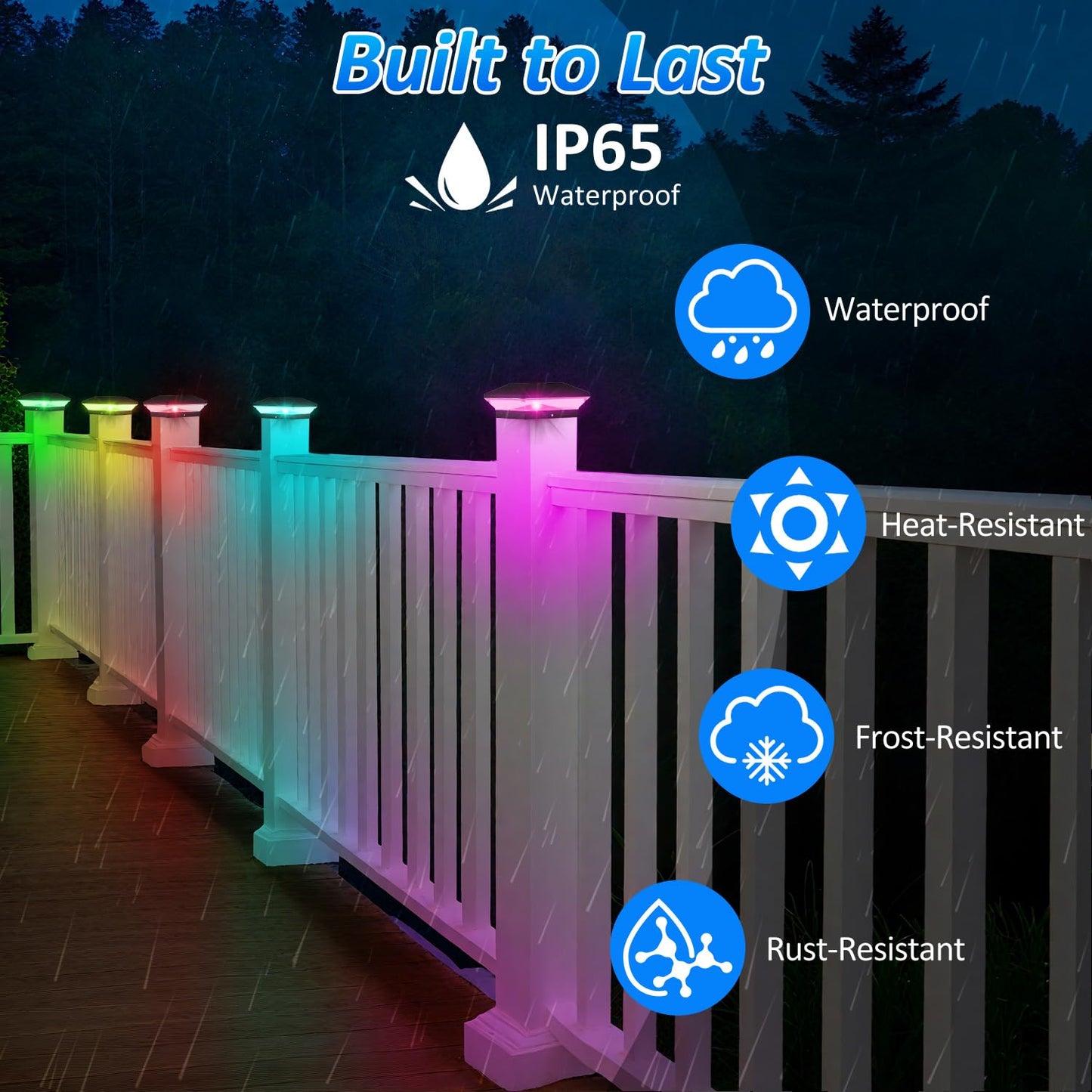 T-SUN Solar Post Cap Lights, 6 Pack – Warm & Cool White, Waterproof, Fits 4x4/5x5/6x6 Posts