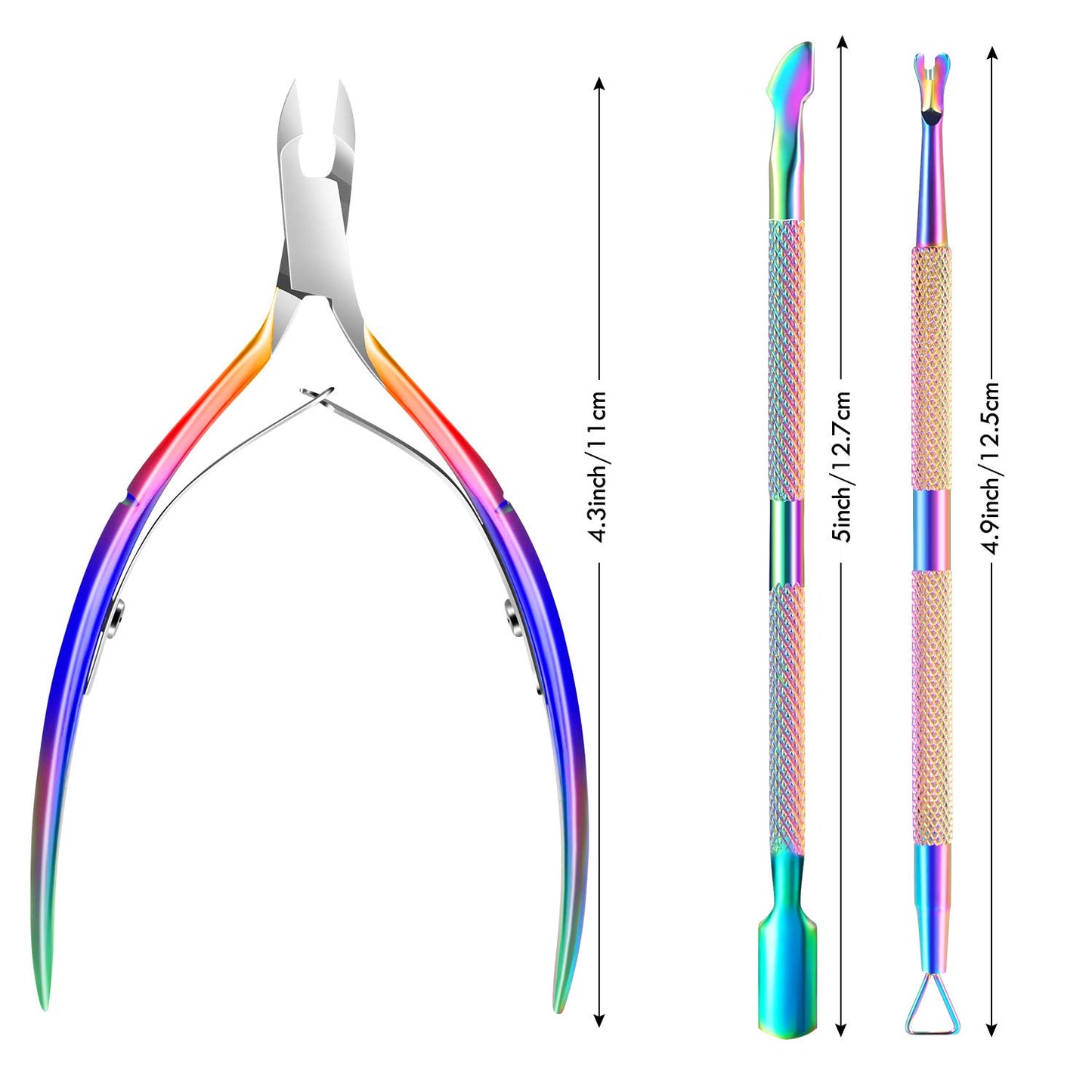 Coupe-cuticules, coupe-cuticules avec repousse-cuticules, XUNXMAS, outils de manucure et pédicure professionnels en acier inoxydable, coupe-ongles, ciseaux, coupe-ongles pour ongles des mains et des pieds, peaux mortes 