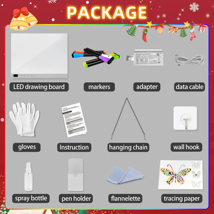 Led Drawing Board with 13 Light Effects, 13.7"x10" Rechargeable Glow Doodle LED Note Board with Colors, Neon Light Up Drawing Tablet Gifts for Kids for Christmas Birthday Gifts Presents