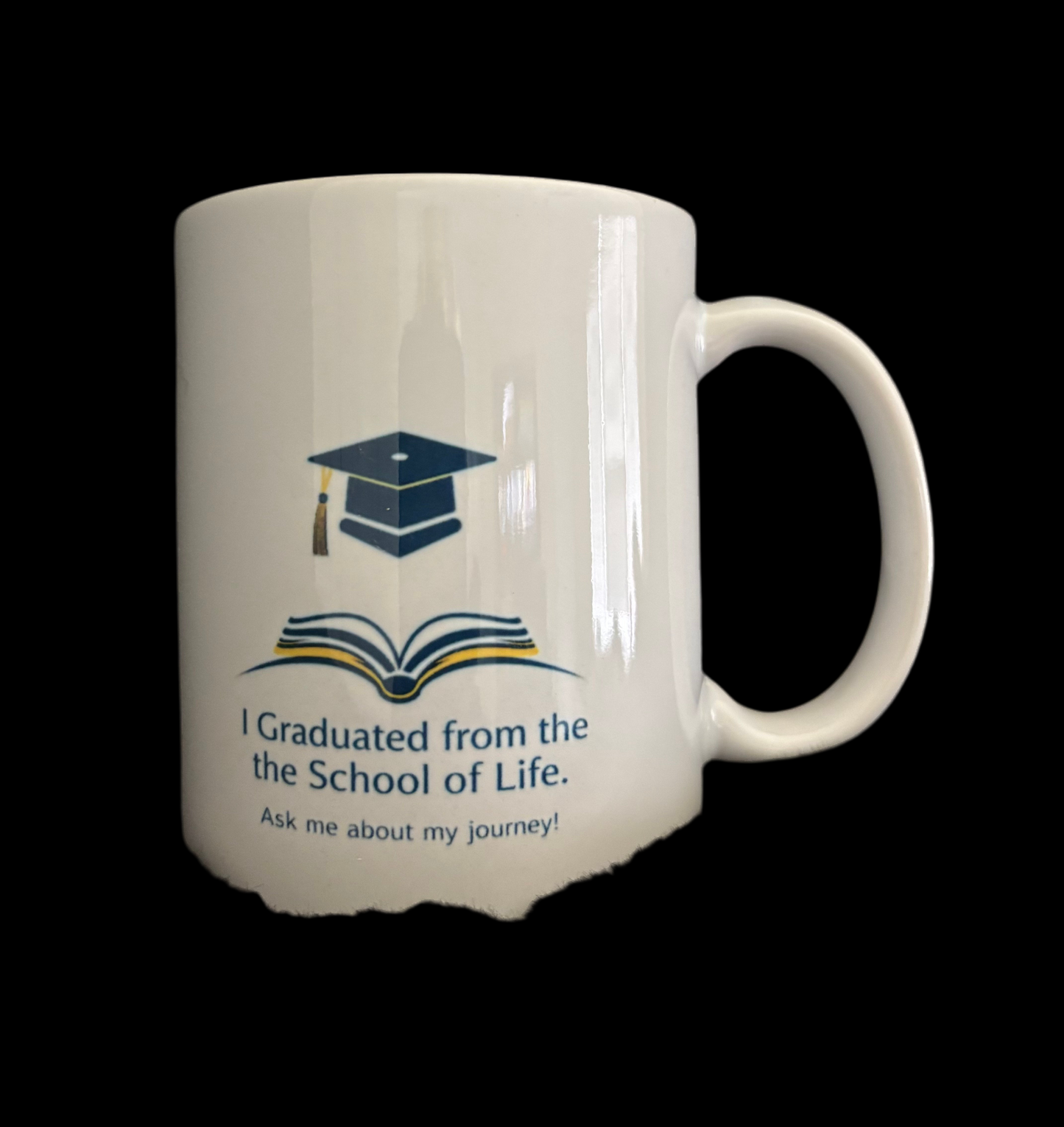 Tasse en céramique « I Graduated: The School of Life » de Chateau Marchetti® de 11 oz | Un symbole de triomphe, de croissance et de résilience | Comprend un cadeau bonus gratuit