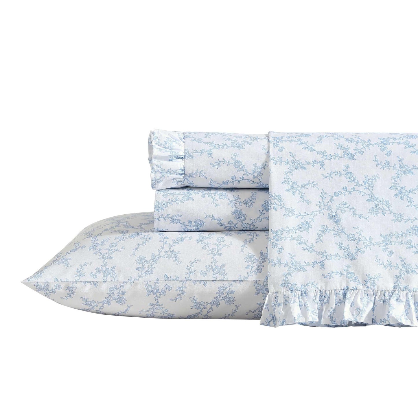 Laura Ashley - Sheet Set, Breathable Cotton Percale Bedding with Matching Pillowcases, Soft Home Decor