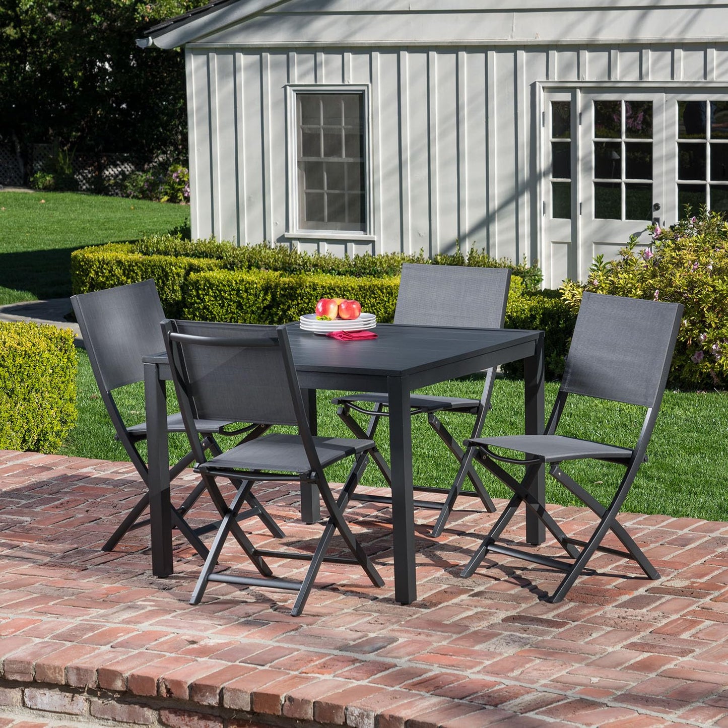 Hanover Naples 11-Piece Patio Dining Set with Rust Resistant Aluminum 40" x 118" Expanding Rectangular Dining Table w/ 10 High-Back Stackable Sling Chairs, Weather-Resistant Outdoor Dining Set for 10