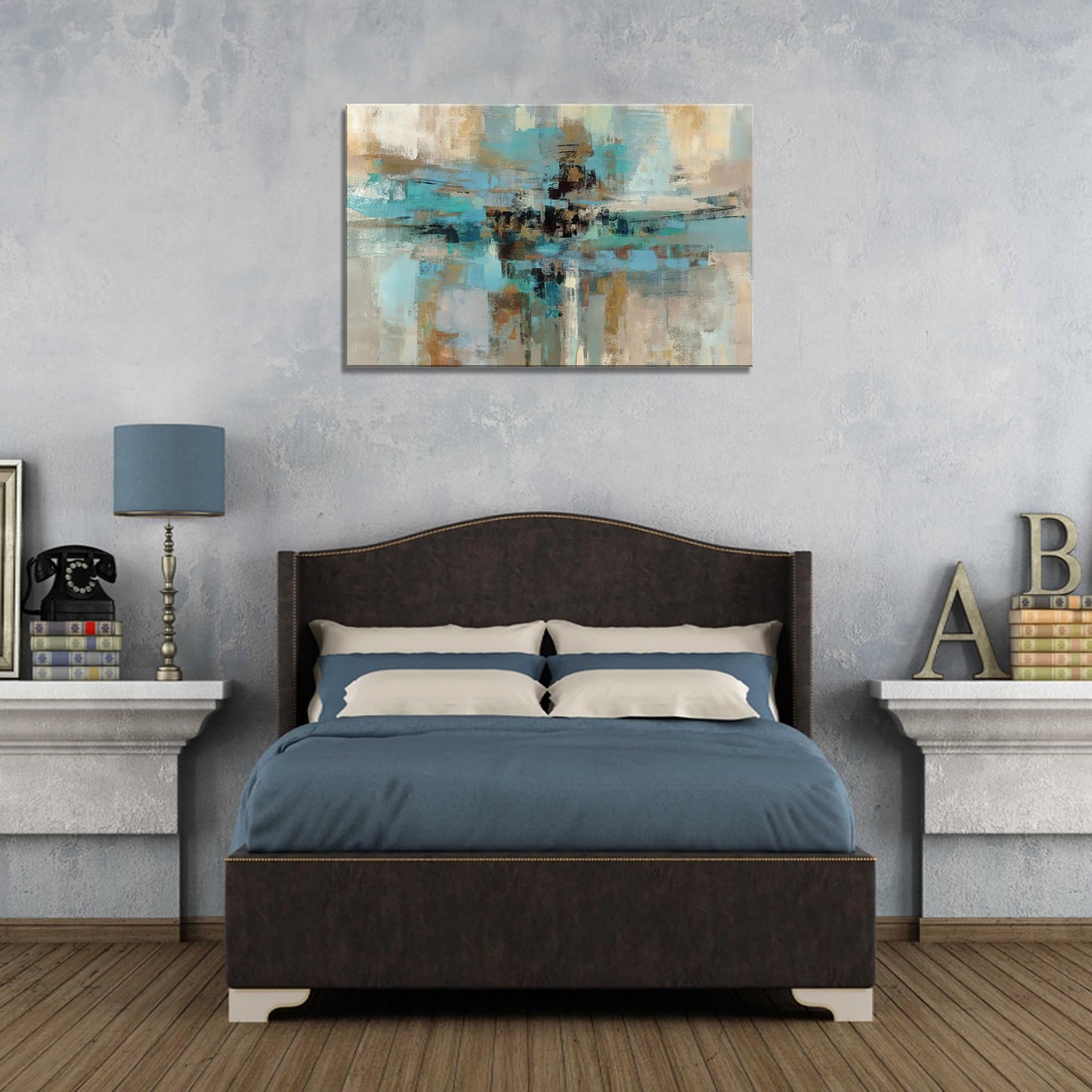 DZL Art A74675 Gold Abstract Painting Modern Decor Wall Art Gold Canvas Gray Painting Contemporary Decor Gray Abstract Canvas Living Room Art Painting