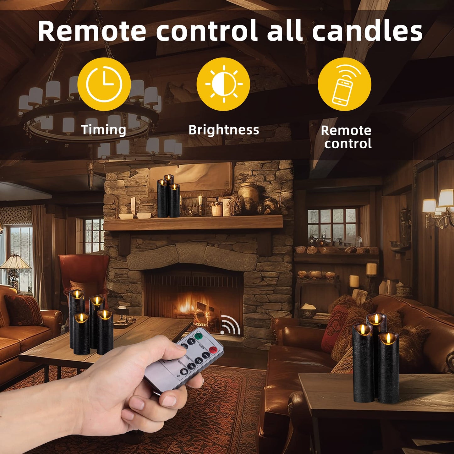 Hausware Flameless Candles Battery Operated Candles Set of 12 (D: 3" x H: 4") Real Wax Pillar Flickering Candles LED Flameless Candles with Remote and Timer Control (Ivory Color)