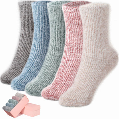 5 Pairs Fuzzy Soft Cozy Comfortable Socks for Women, Casual Sleep Comfy Socks, Perfect Warm Winter Gifts for Women
