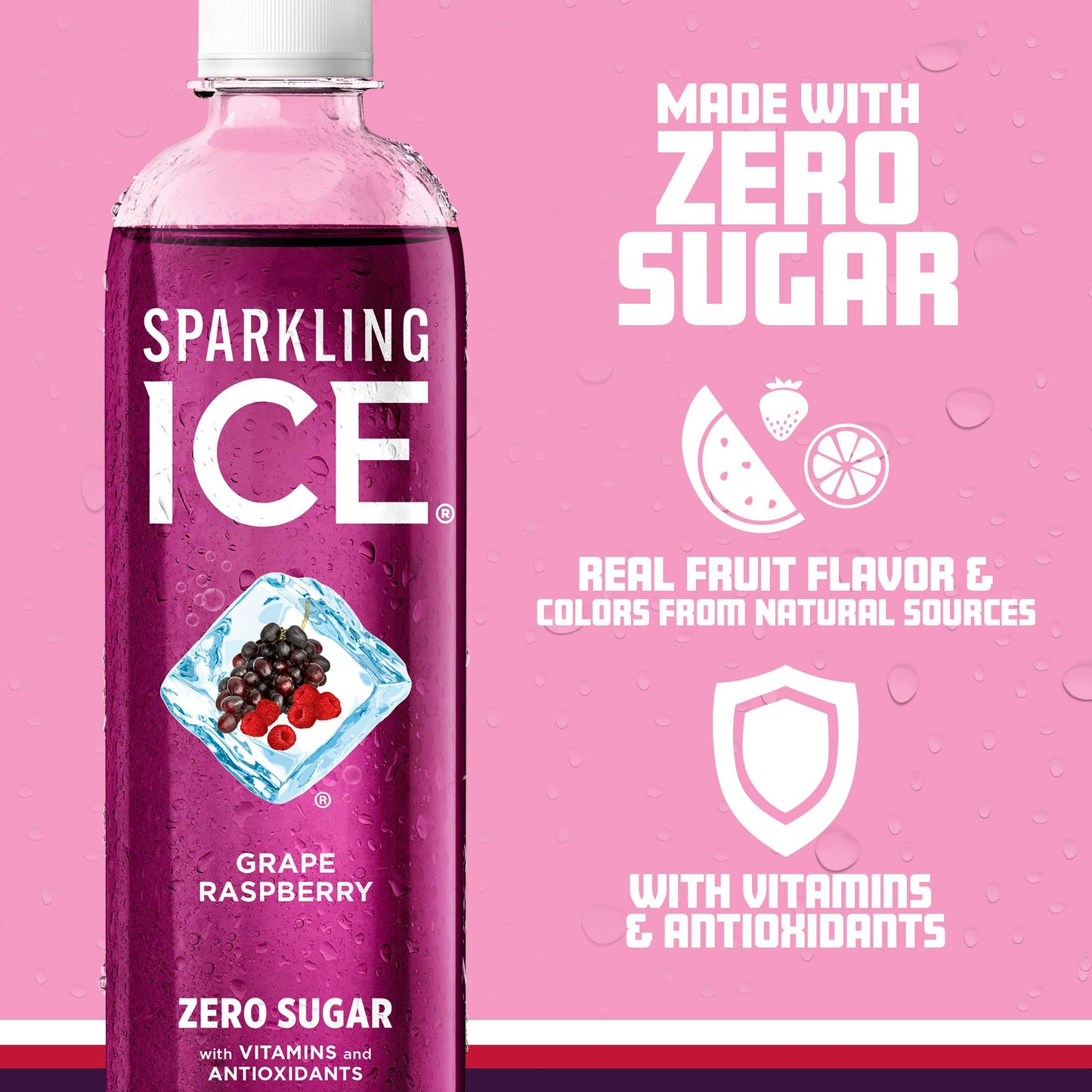 Sparkling Ice, Black Cherry Sparkling Water, Zero Sugar Flavored Water, with Vitamins and Antioxidants, Low Calorie Beverage, 17 fl oz Bottles (Pack of 12)