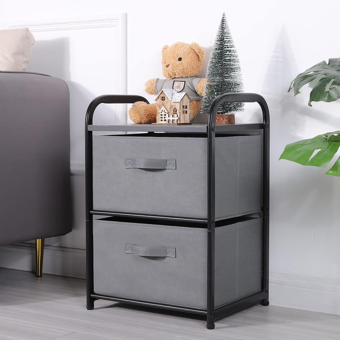 MAX Houser Dresser Storage with 3 Drawers, Fabric Dresser Tower, Vertical Storage Unit for Bedroom, Closet, Office, Black