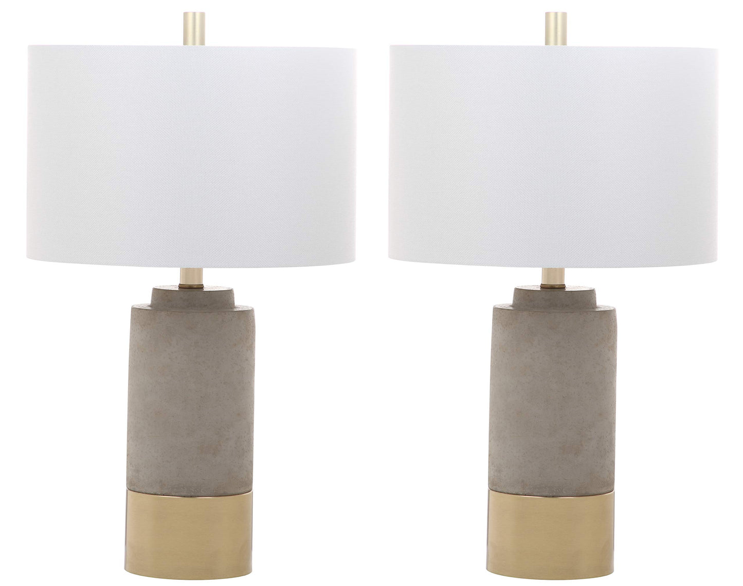 SAFAVIEH Lighting Collection Moderne zeitgenössische Bauernhaus-Lampen aus grauem Beton/Gold für Schlafzimmer, Wohnzimmer, Home-Office, Schreibtisch, Nachttisch, Tischlampe, 2er-Set (LED-Birnen im Lieferumfang enthalten) 