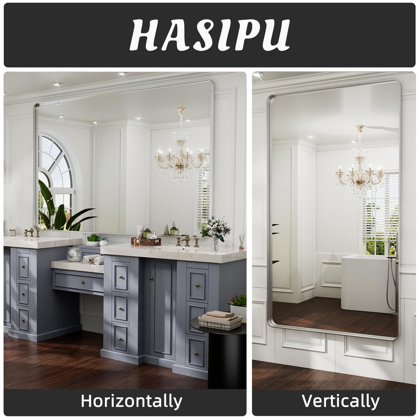 Hasipu Wall Mirrors Decorative, 40" Mirror Wall Decor, Beveled Edge Frameless Wall Mount Round Mirror for Living Room