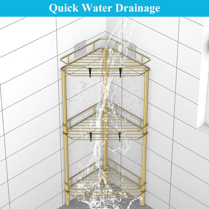 4 Tier Floor Standing Corner Shower Caddy Organizer Shelf with Hooks