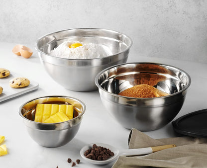 Stainless Steel Mixing Bowls with Airtight Lids – Nesting Set for Cooking, Baking & Storage