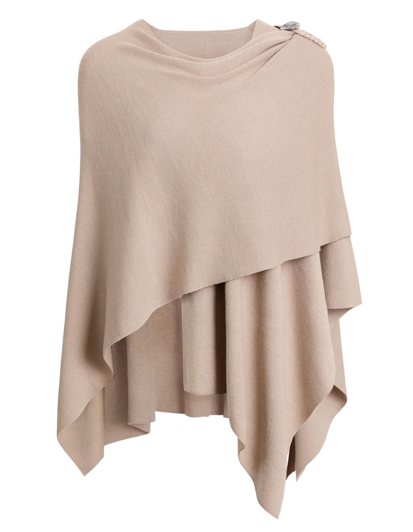 PULI Femmes Grand Poncho Croisé Sur Le Devant Pull Enveloppant Topper Tricoté Élégant Châles Cape pour l'Automne Hiver