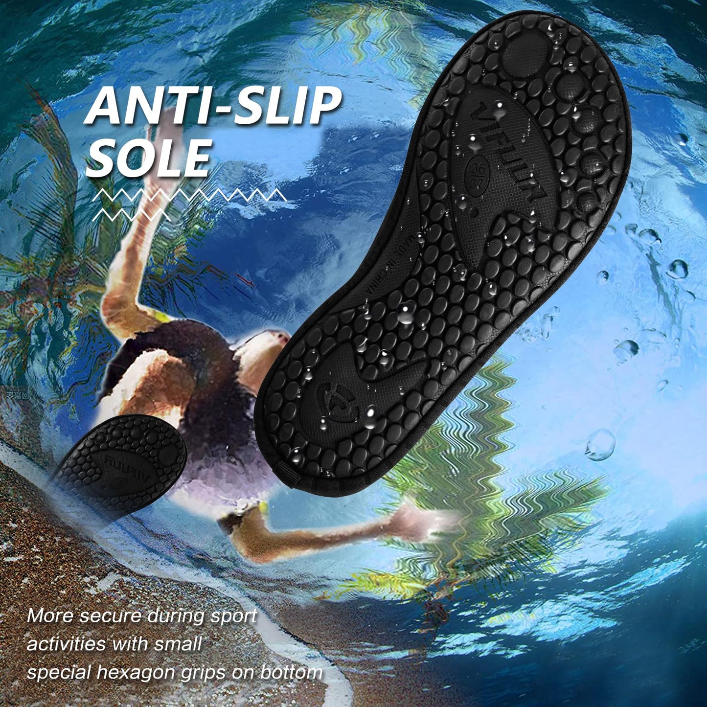 VIFUUR Wassersportschuhe Barfuß Schnelltrocknende Aqua-Yoga-Socken Slip-on für Männer Frauen