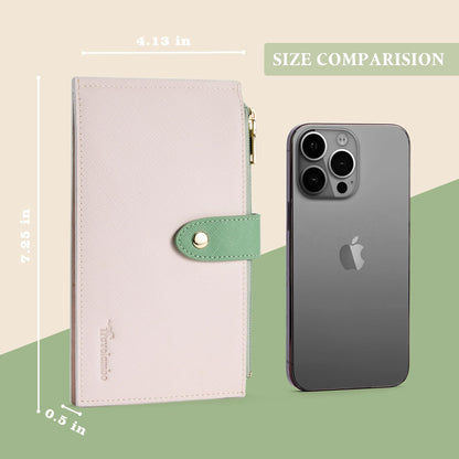 Travelambo RFID Wallet Women Large Size Bifold Multi Card Wallet Case with Zipper Pocke Credit Card Holder for Women