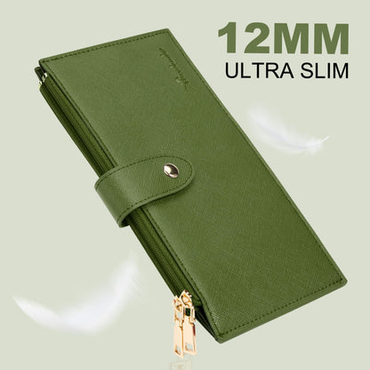 Travelambo RFID Wallet Women Large Size Bifold Multi Card Wallet Case with Zipper Pocke Credit Card Holder for Women