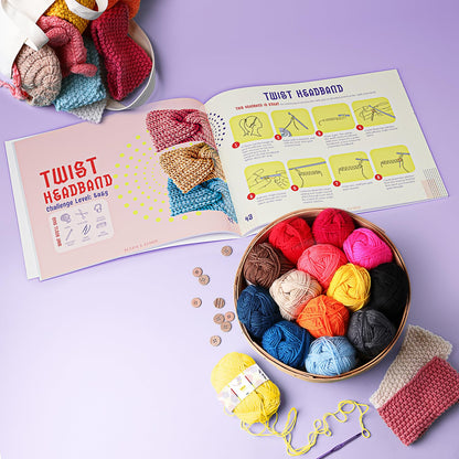 Crochet Kit for Beginners Adults and Kids, Knitting & Crochet Supplies Includes 1500 Yards Assorted Yarn