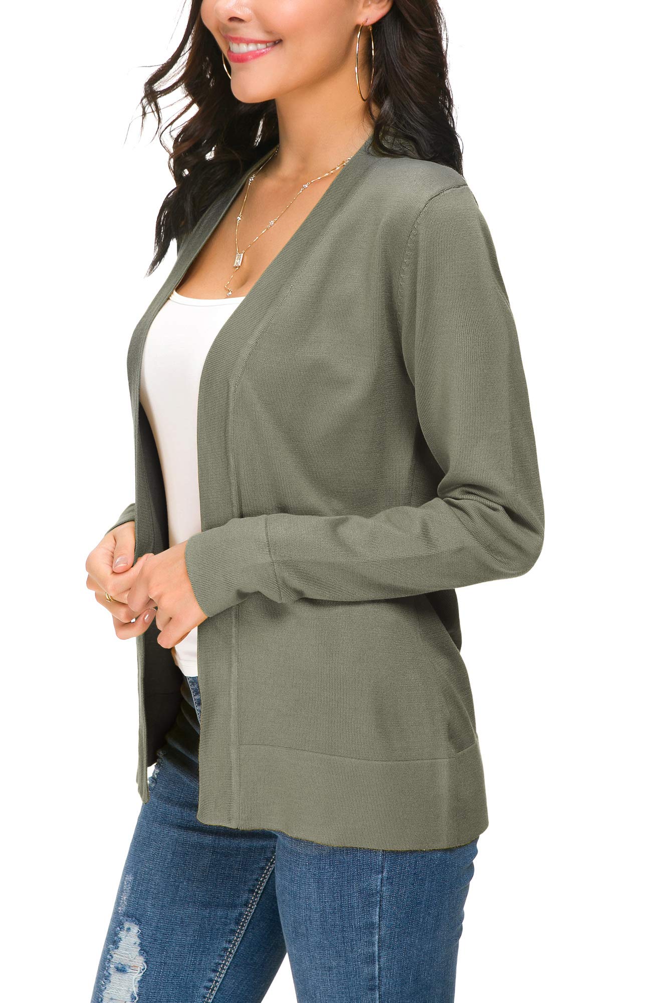 Cardigan en tricot ouvert sur le devant pour femme, manteau à manches longues