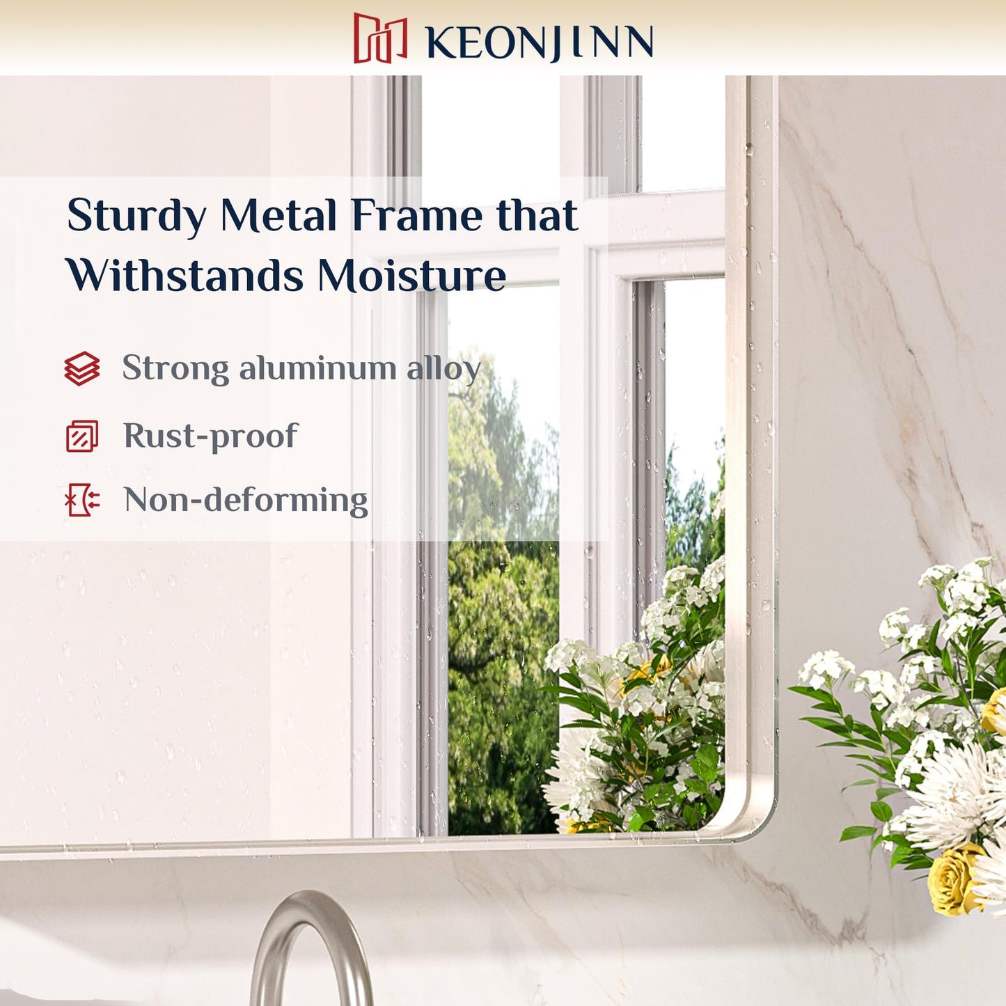 Keonjinn Black Mirror for Bathroom Sink, 24 x 30 Inch Sandblasted Finish Aluminum Wall Mirrors, Matte Black Rectangle Farmhouse Mirror with Shatterproof HD Tempered Glass, Anti-Rust Metal Frame