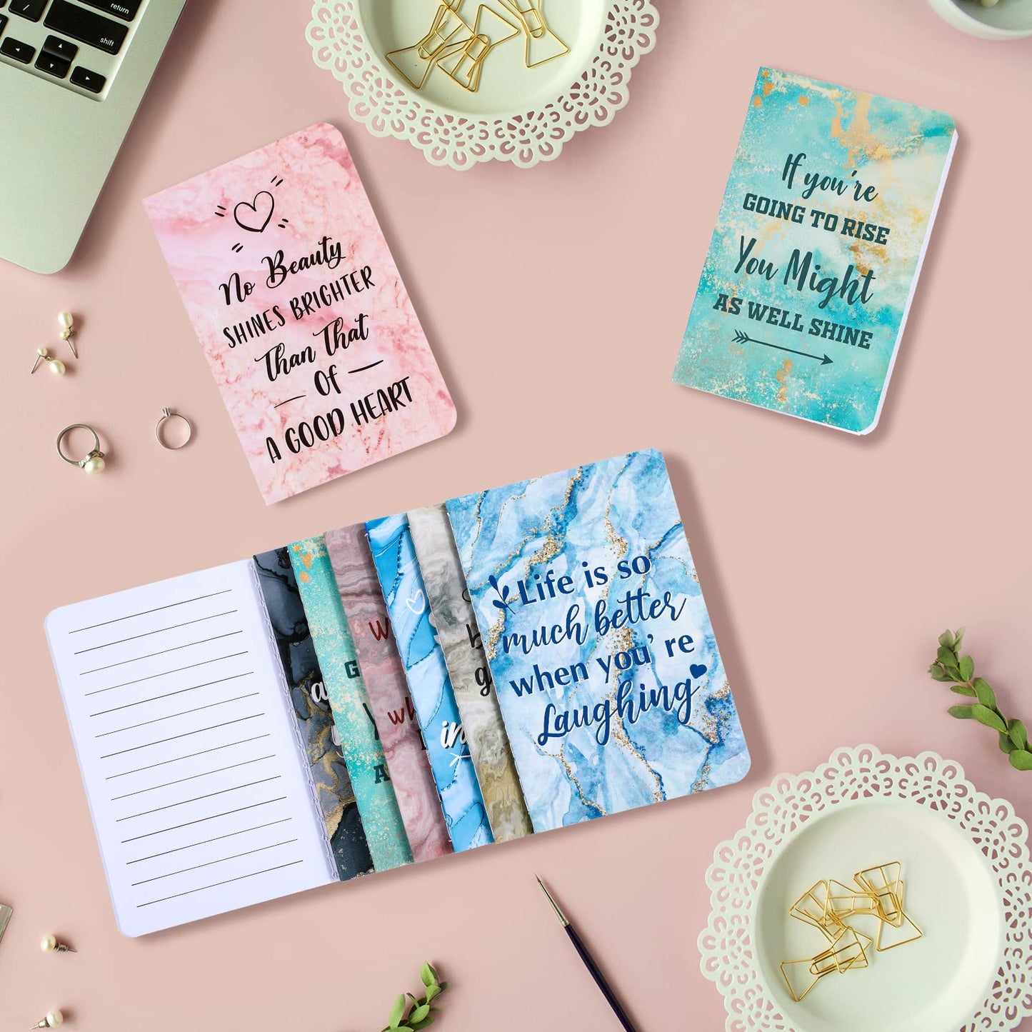 Zonon 24 Pcs Mini Colorful Notebooks Bulk Gifts, Funny Motivational Journals Notepads Inspirational Notepads Small Pocket Notebook Teacher Office Prizes Travel(Motivational Style)