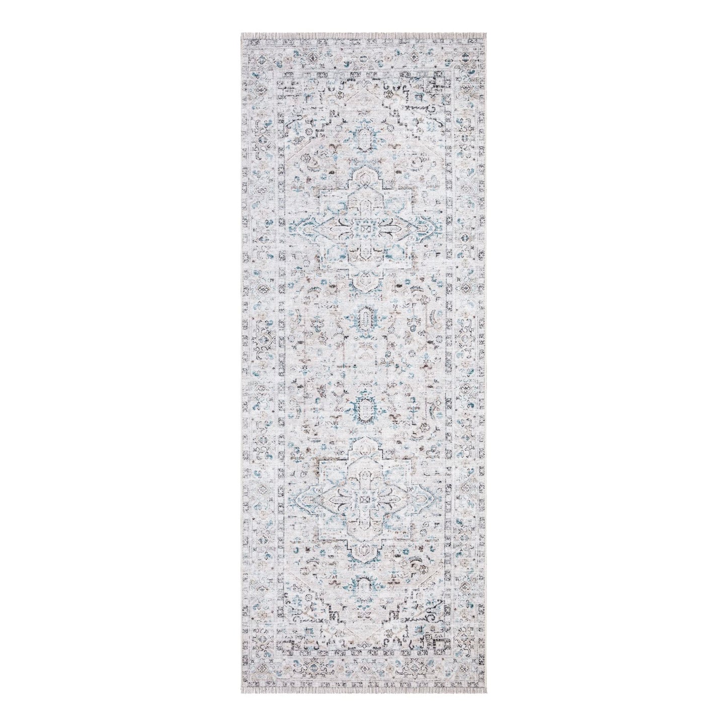 Tapis lavable antidérapant Bloom Rugs Caria 4x6 - Tapis traditionnel bleu pour salon, chambre, salle à manger et cuisine - Taille exacte : 4' x 6' 