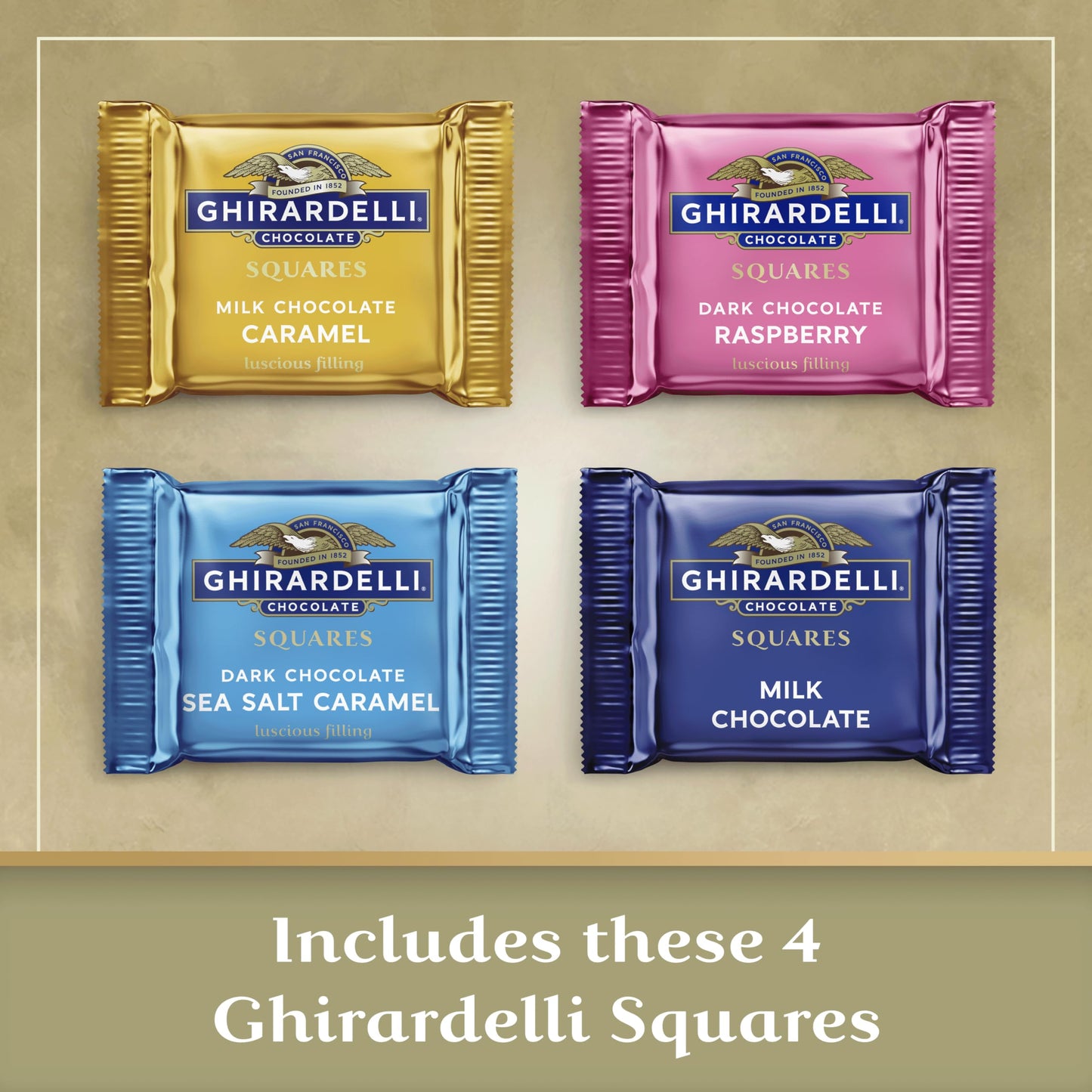 GHIRARDELLI Premium-Schokoladensortiment SQUARES Geschenkbox, 29,6 oz