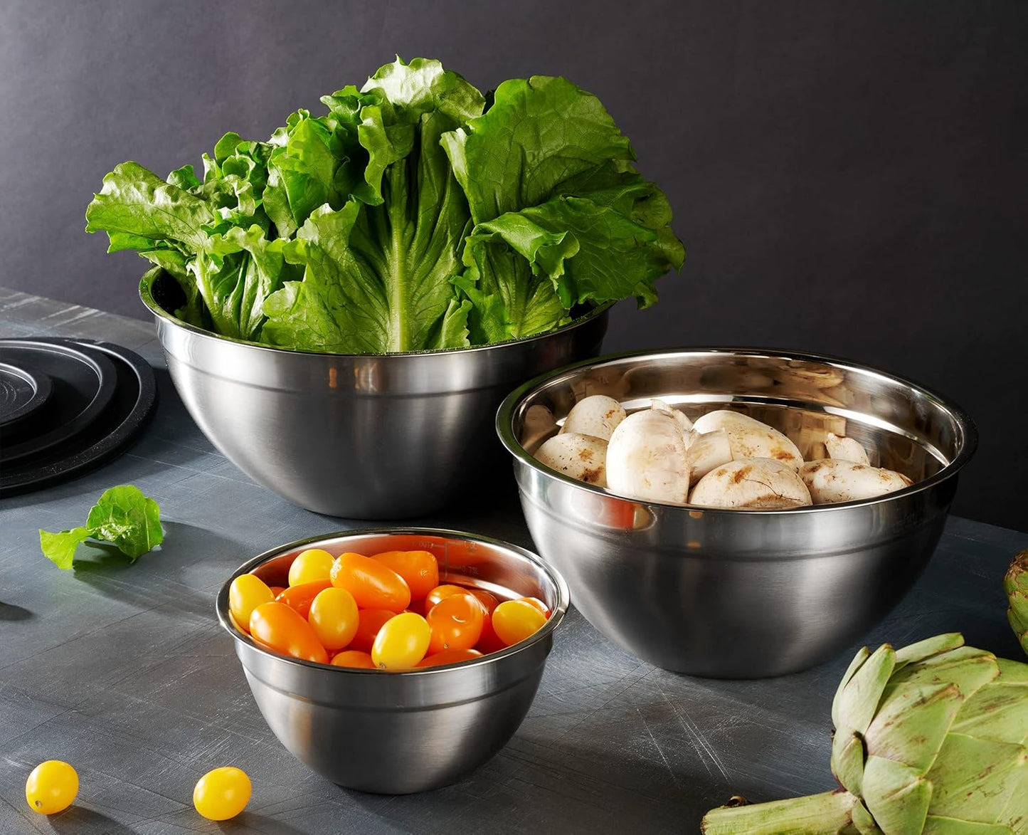 Stainless Steel Mixing Bowls with Airtight Lids – Nesting Set for Cooking, Baking & Storage