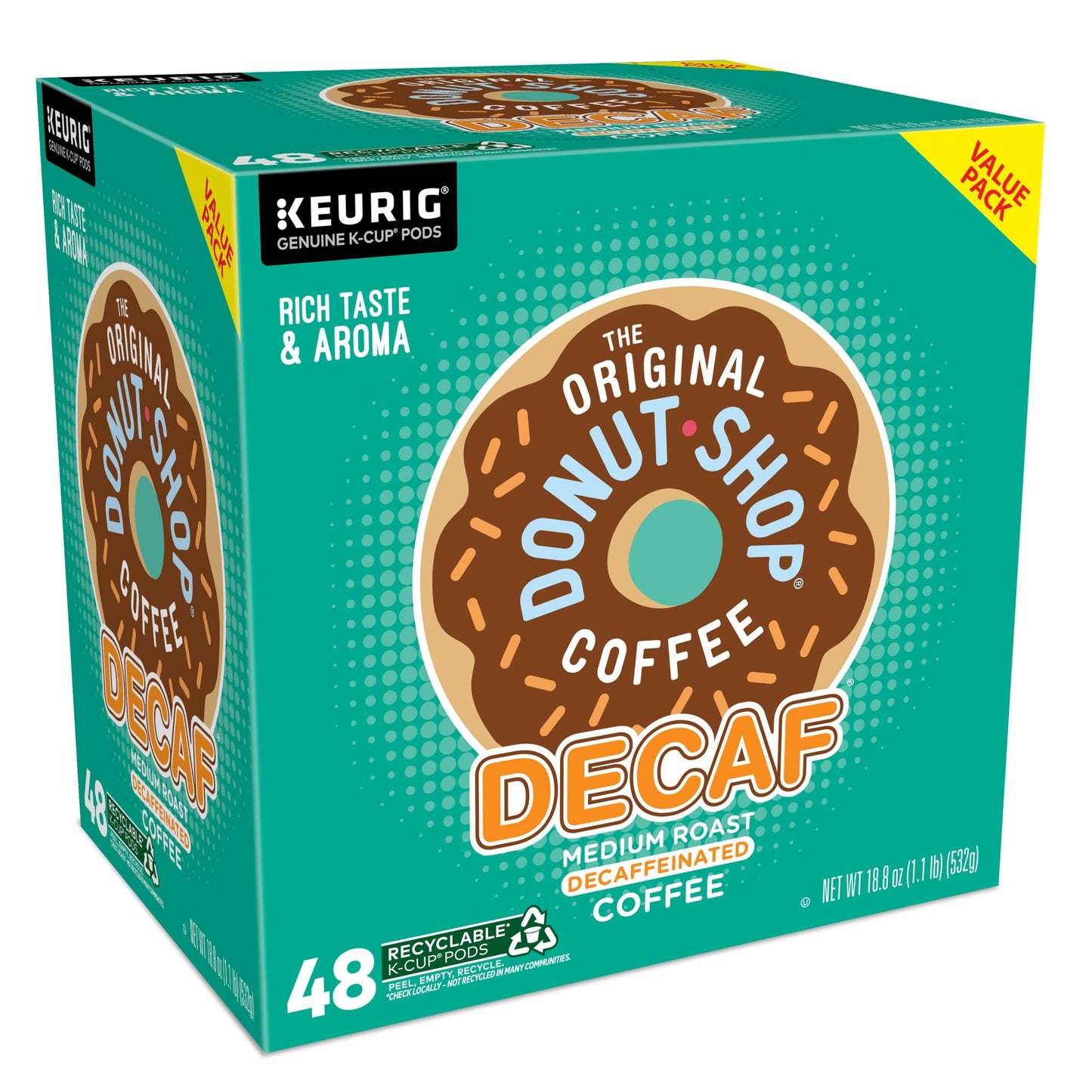 The Original Donut Shop Decaf Keurig Einzelportions-K-Cup-Pads, mittlere Röstung, 48 Stück 