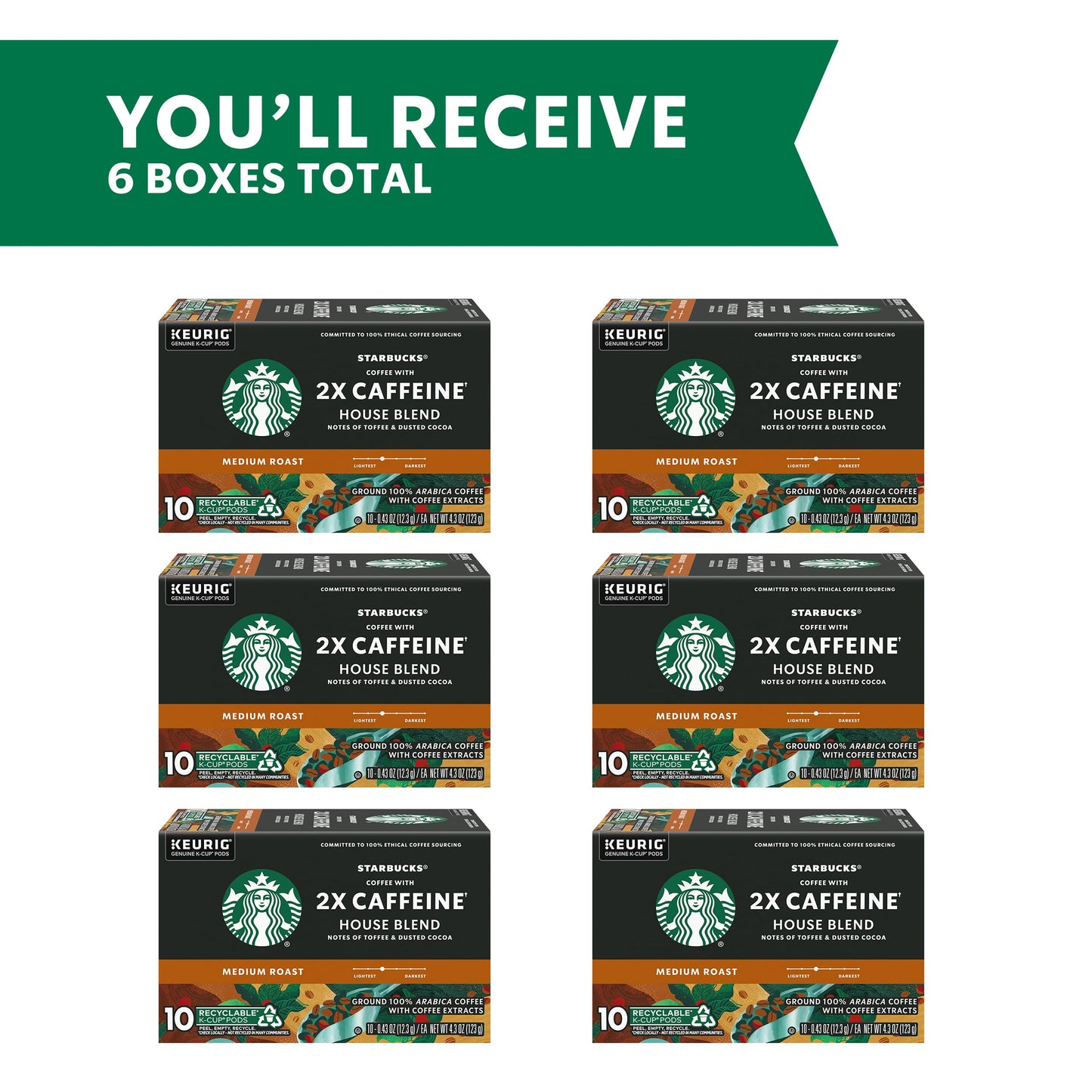 Capsules de café Starbucks K-Cup, pack de variétés de café naturellement aromatisé pour les cafetières Keurig, 100 % arabica, 1 boîte (40 capsules) 