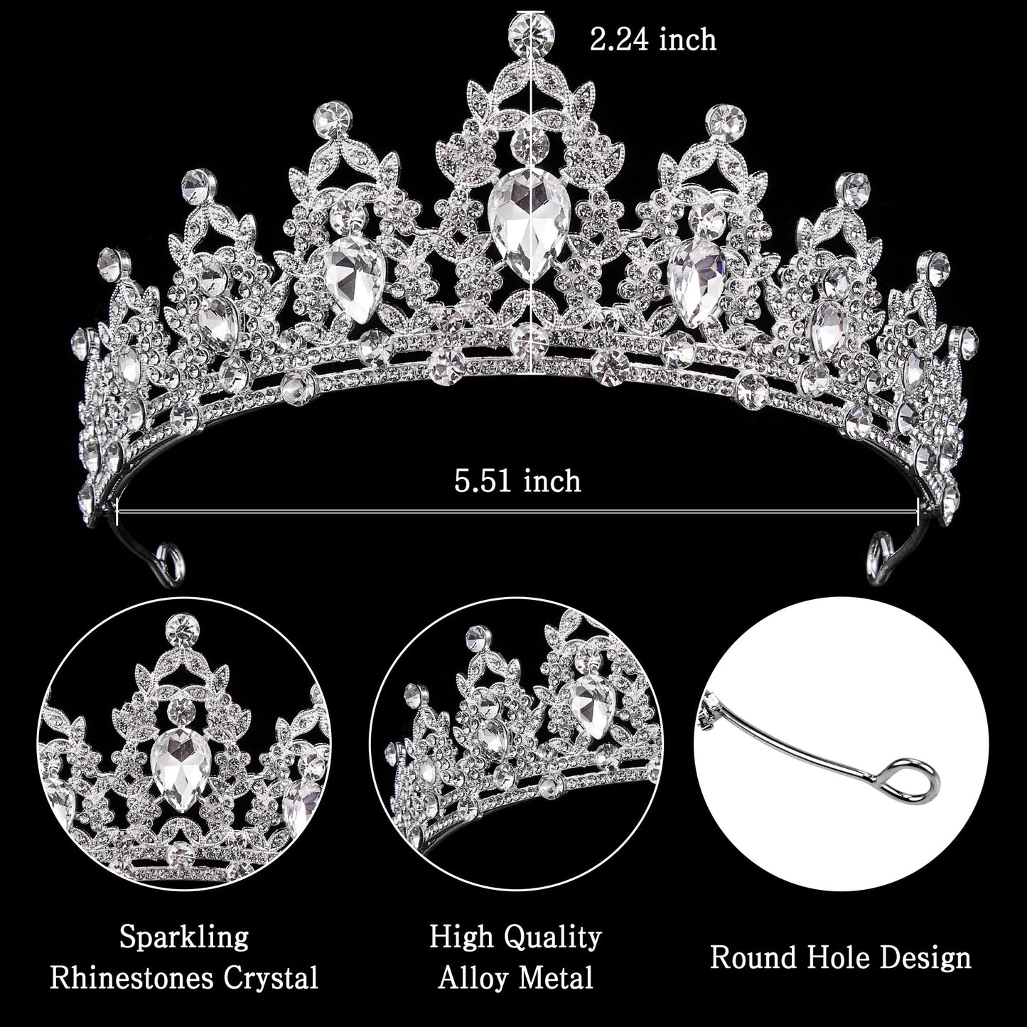 Gold Crown for Women Crystal Princess Tiaras Rhinestone Queen Headband Wedding Bridal Hair Accessories Birthday Prom Pageant Party Coming of Age Ceremony Photo Props