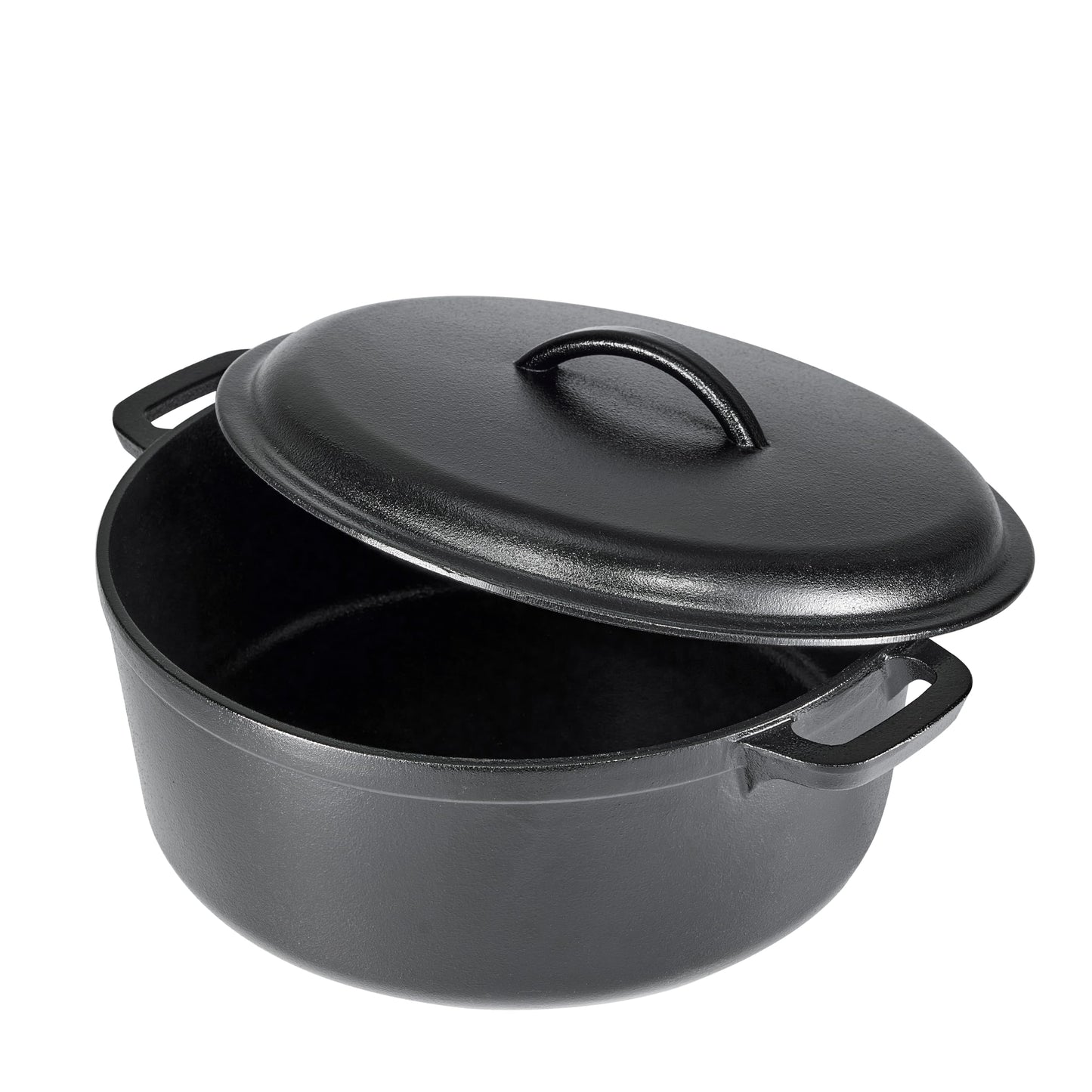 Amazon Basics Round Pre-Seasoned Cast Iron Dutch Oven Pot with Lid and Dual Handles, Heavy-Duty & Large, 7-Quart, Black