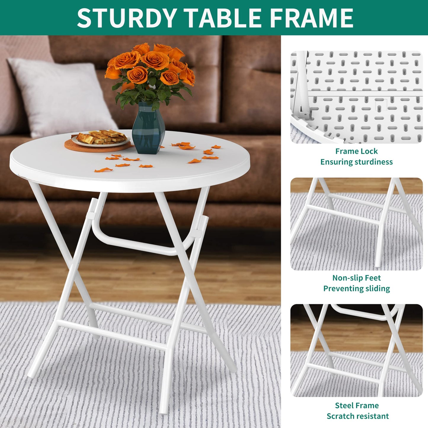 YITAHOME Table de pique-nique d'extérieur de 1,8 m avec plateau en bois, cadre en acier robuste et ouverture pour parapluie, table de pique-nique robuste idéale pour la cour, le patio, les rassemblements sur la pelouse, marron clair 