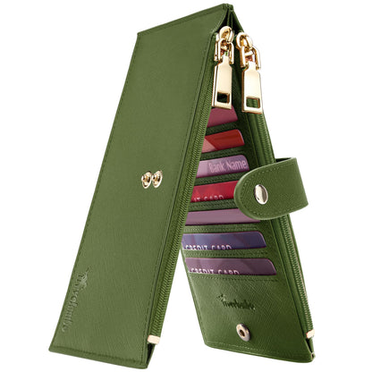 Travelambo RFID Wallet Women Large Size Bifold Multi Card Wallet Case with Zipper Pocke Credit Card Holder for Women