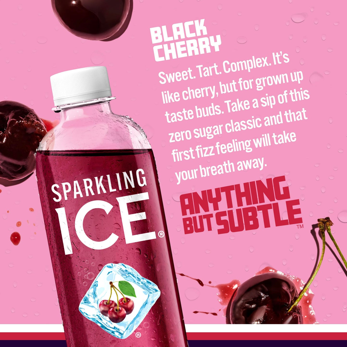 Sparkling Ice, eau pétillante à la cerise noire, eau aromatisée sans sucre, avec vitamines et antioxydants, boisson à faible teneur en calories, bouteilles de 17 fl oz (paquet de 12) 