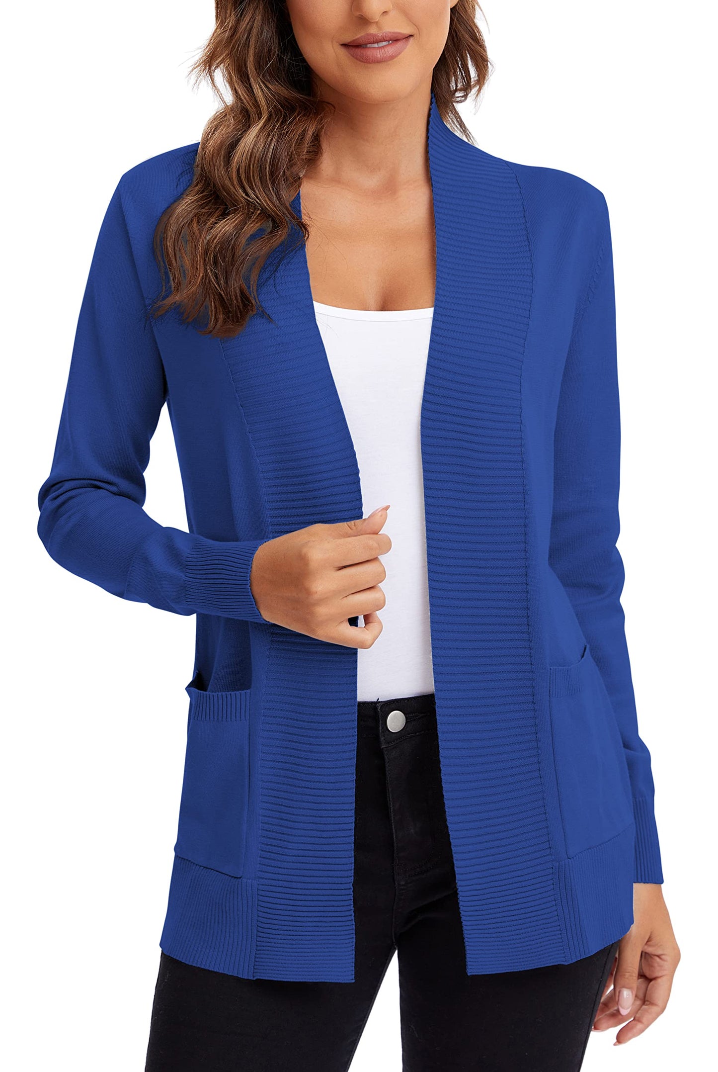 Cardigan léger en tricot ouvert sur le devant pour femme Urban CoCo à manches longues avec poche