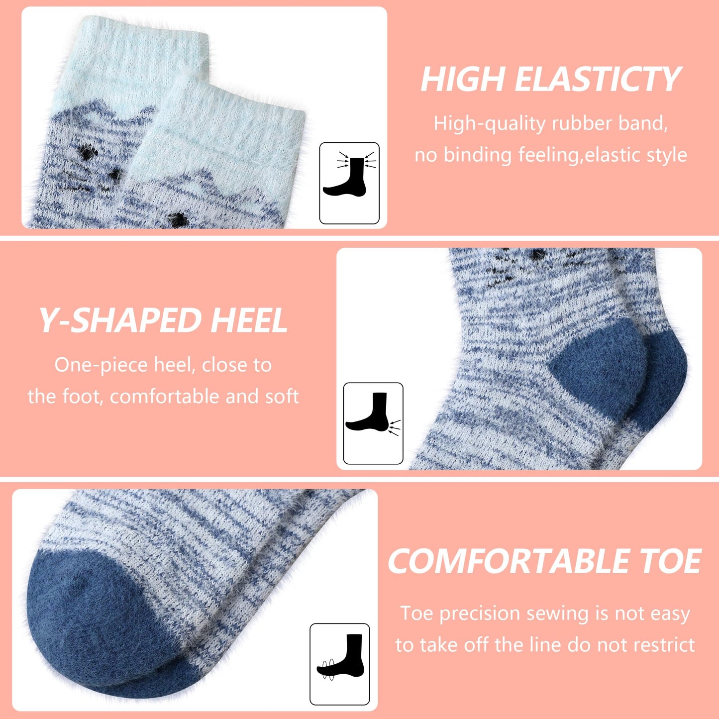 5 Pairs Fuzzy Soft Cozy Comfortable Socks for Women, Casual Sleep Comfy Socks, Perfect Warm Winter Gifts for Women