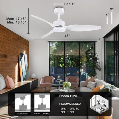 Smart LED Ceiling Fan – WiFi/Alexa Control, Quiet DC Motor, Indoor/Outdoor