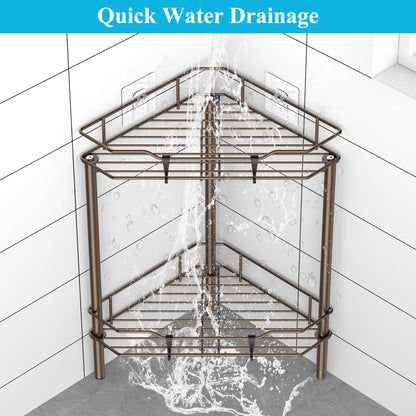 4 Tier Floor Standing Corner Shower Caddy Organizer Shelf with Hooks