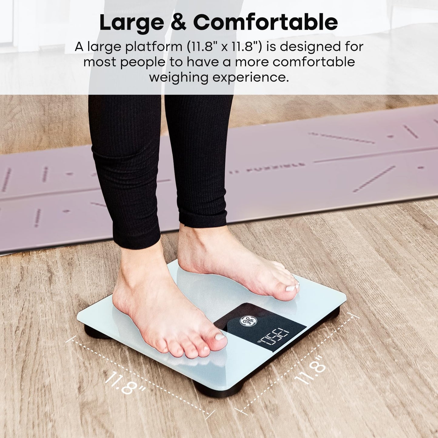 GE Bathroom Scale Body Weight: Digital BMI Weight Balance Scales FSA HSA Eligible Heavy Duty Measuring Scale for People Accurate Bluetooth Weighing Scale Electronic Weigh Scales, Black