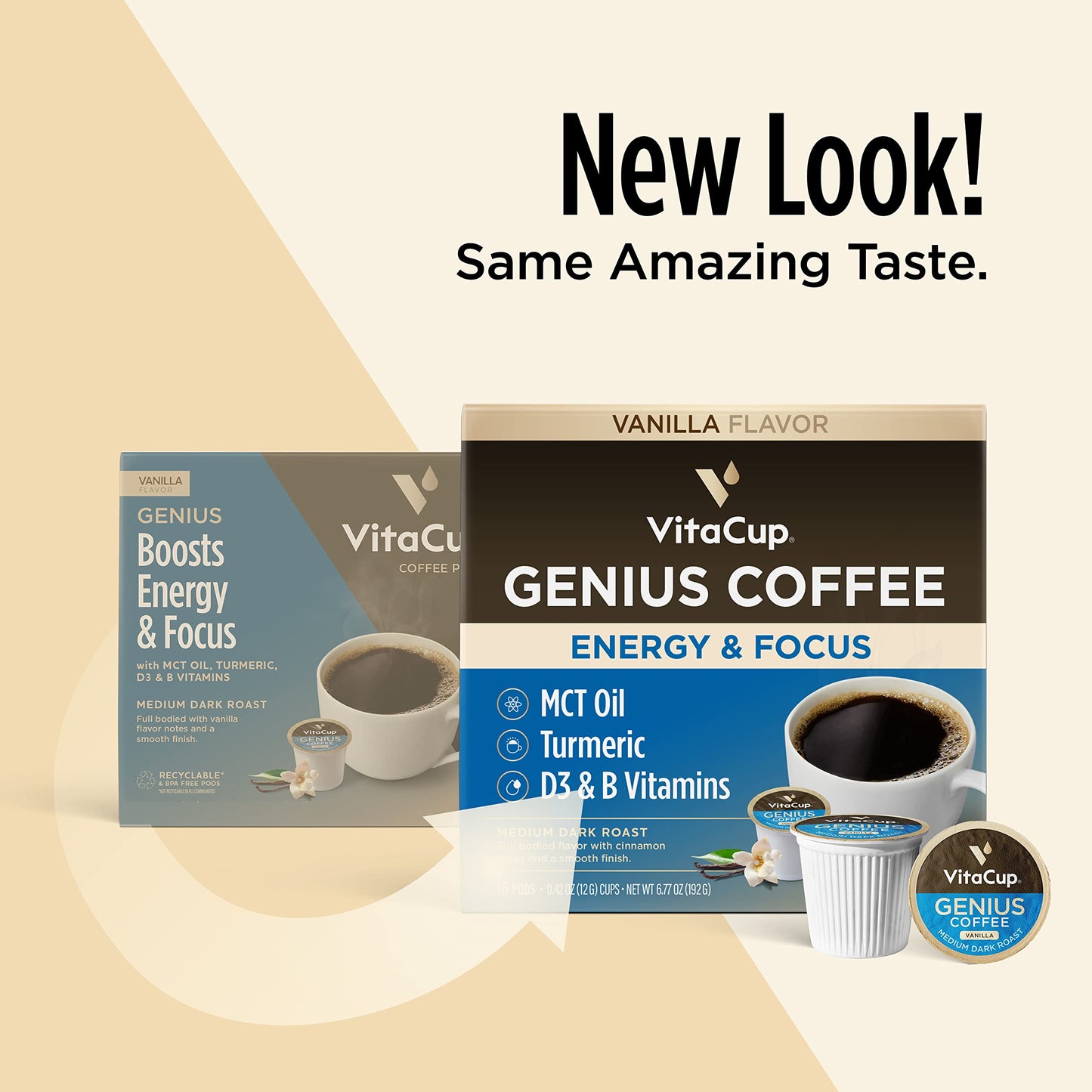 VitaCup Lightning Coffee Pods, for Memory & Focus w/ 2X Caffeine, Green Coffee Bean, B Vitamins, D3, Strong Dark Roast Coffee, Recyclable Single Serve Pod Compatible with Keurig K-Cup Brewers, 16 Ct