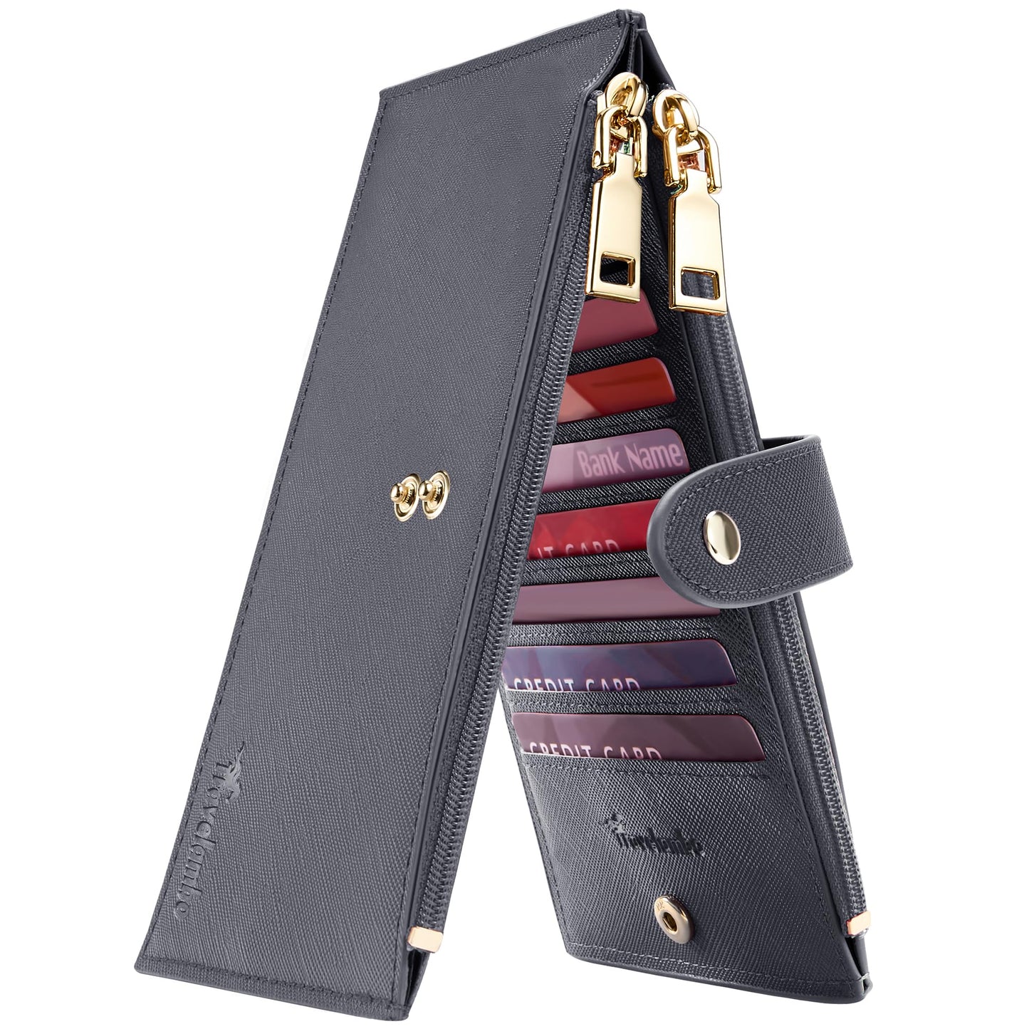 Travelambo RFID Wallet Women Large Size Bifold Multi Card Wallet Case with Zipper Pocke Credit Card Holder for Women