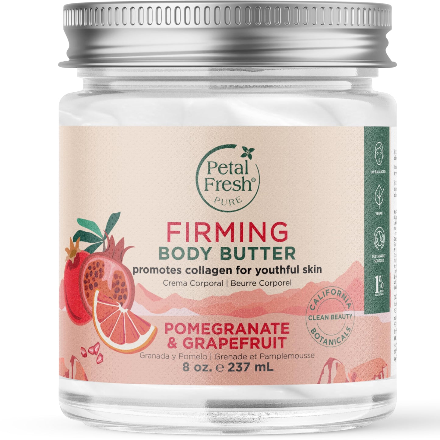 Petal Fresh Pure Perfecting Guava Nectar Body Butter, Organic Coconut Oil, Argan Oil, Shea Butter, Promotes Healthy Skin, Vegan and Cruelty Free, 8 oz (Guava Nectar)