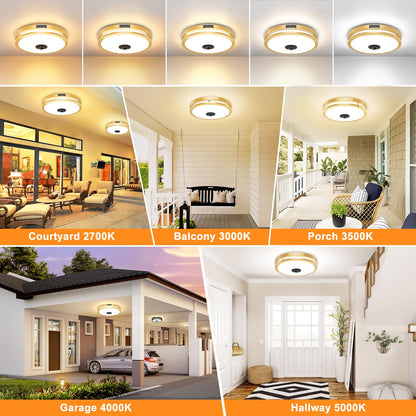 Motion Sensor LED Ceiling Light – Adjustable Color Temp, Outdoor Flush Mount