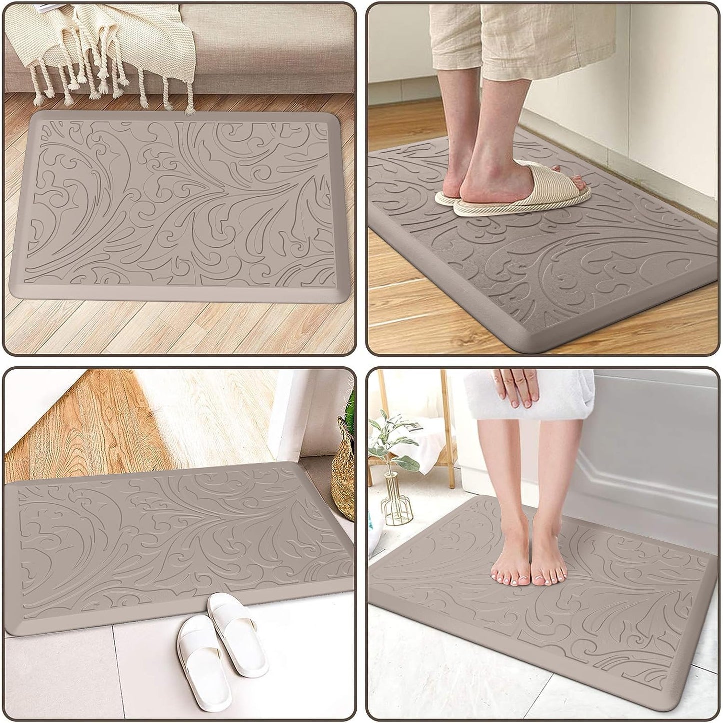 KMAT Tapis de cuisine rembourré anti-fatigue, imperméable, antidérapant, ergonomique, confortable, pour la maison, le bureau, l'évier, la buanderie, le bureau, 43,9 cm (l) x 71,1 cm (L), gris 