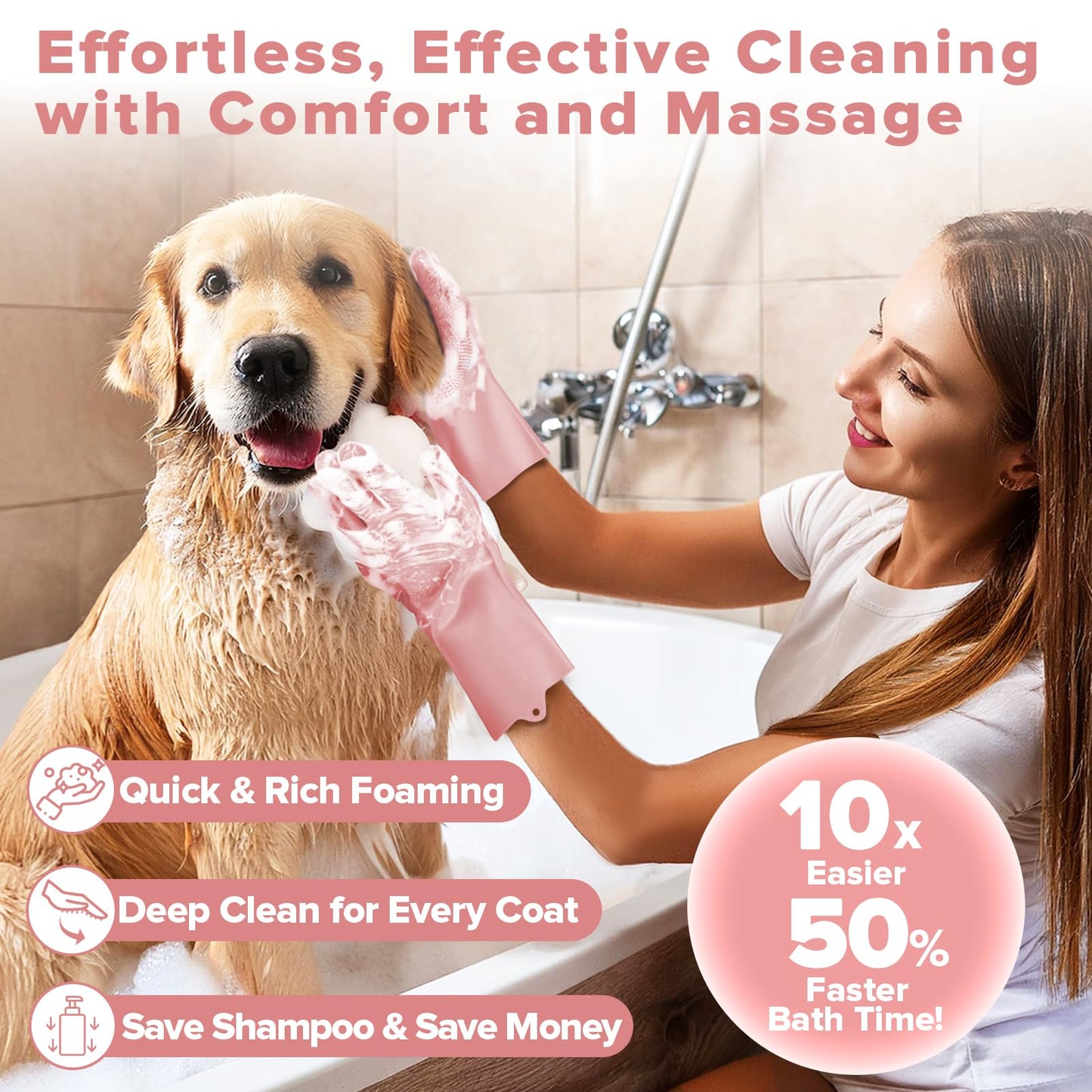 6PCS Pet Grooming Kit for Dogs,Cats and Horses | Dog Washing Gloves | Dog Bath Brush | Dog Bath Gloves | Dog Shampoo Brush | Pet Grooming Gloves | Dog Bath Supplies
