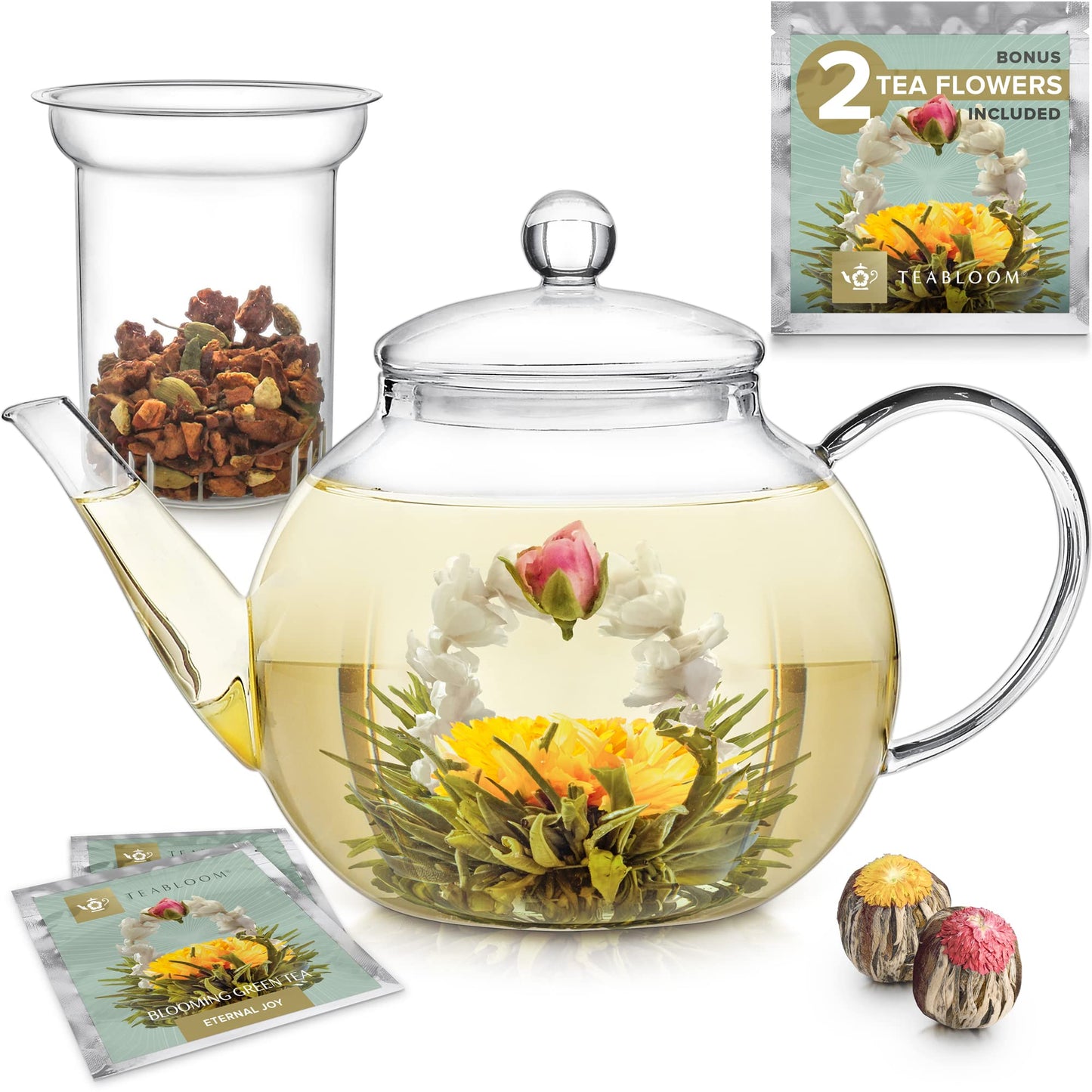 Teabloom Elegant Glass Teapot & Infuser – Brew, Bloom & Enjoy