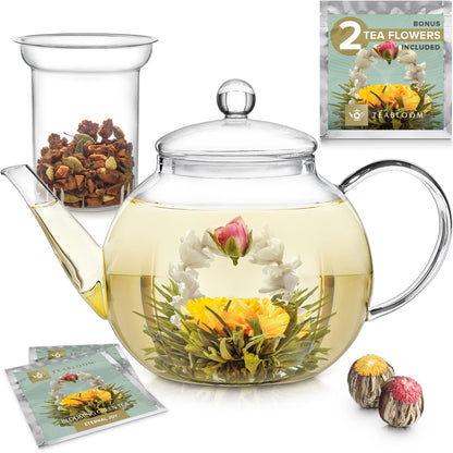 Teabloom Elegant Glass Teapot & Infuser – Brew, Bloom & Enjoy